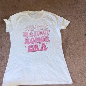 White T-Shirt with Pink Graphic